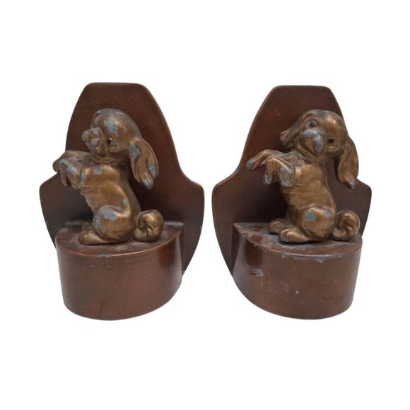 Vintage Nuart Creations Pekingese Dog Metal Bookends 5" Mid Century Figurines - Picture 1 of 7
